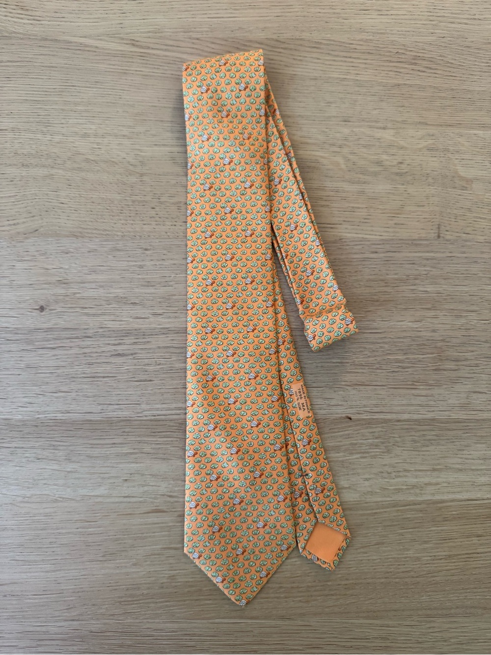 Hermès Paris Silk Tie Tortoises 7896 MA Orange Made in France Mint